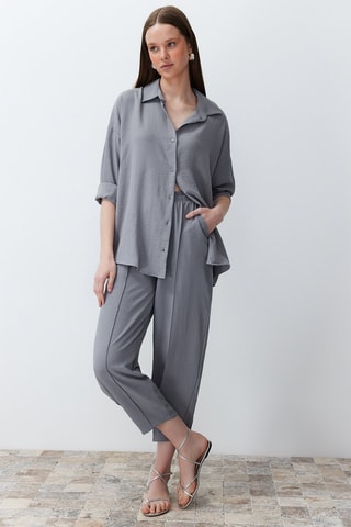Chemisier et pantalon taille haute - Gris