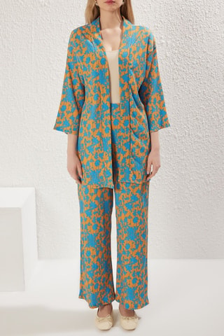 Kimono et pantalon - Bleu et orange