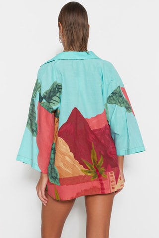 Chemisier et short - Rouge, bleu et vert
