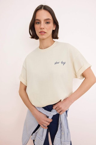 T-shirt oversize - Écru