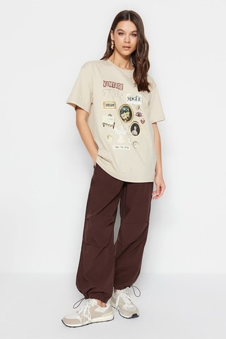 T-shirt oversize - Noir et beige
