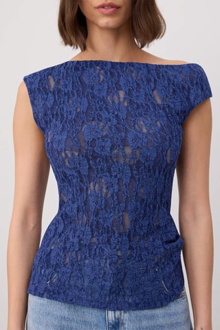 Top en dentelle - Bleu marine