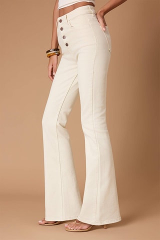 Jean flare taille haute - Beige