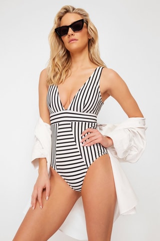 Maillot 1 pièce - Blanc et noir
