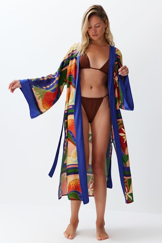 Kimono de plage - Rouge et bleu