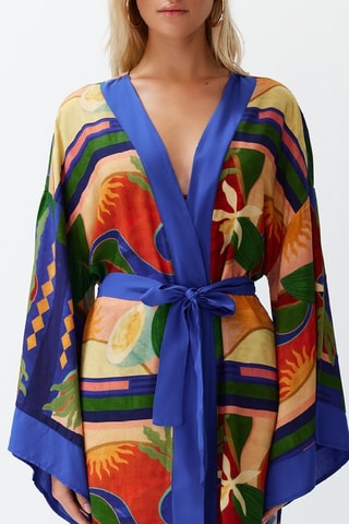 Kimono de plage - Rouge et bleu