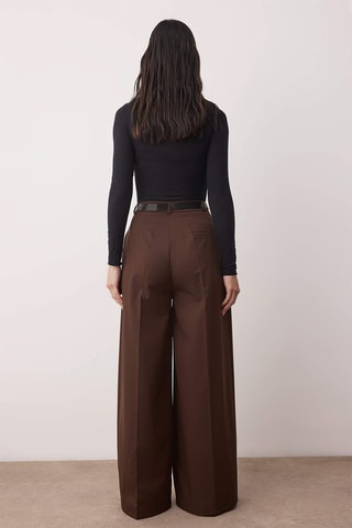 Pantalon wide legs taille haute - Noir et marron