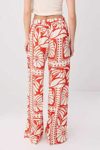 Pantalon wide legs - Rouge et multicolore