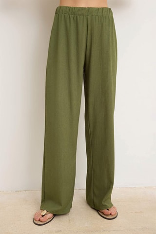 Top volanté et pantalon wide legs taille haute - Kaki
