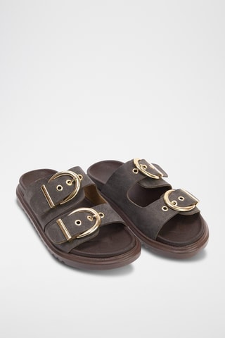Mules en nubuck - Marron foncé