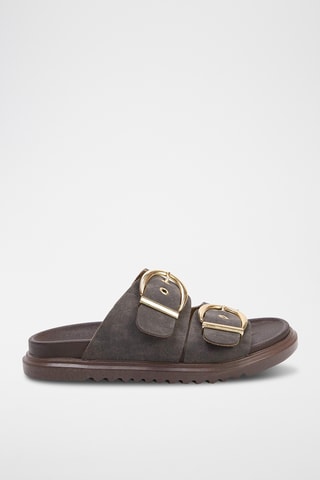 Mules en nubuck - Marron foncé