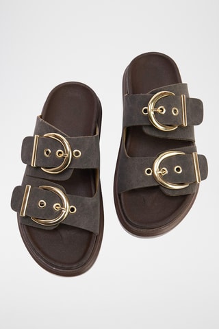 Mules en nubuck - Marron foncé