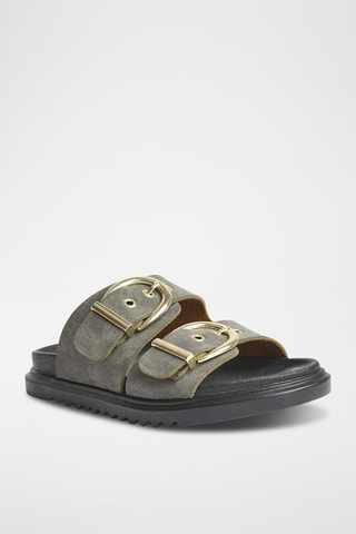 Mules en nubuck - Kaki