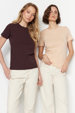 2 T-shirts - Beige et marron