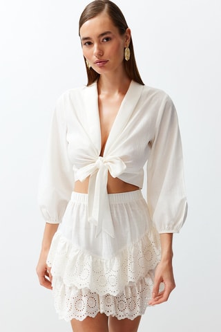 Crop top noué - Blanc