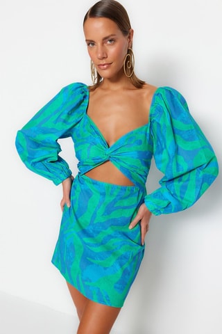 Robe droite - Bleu et vert