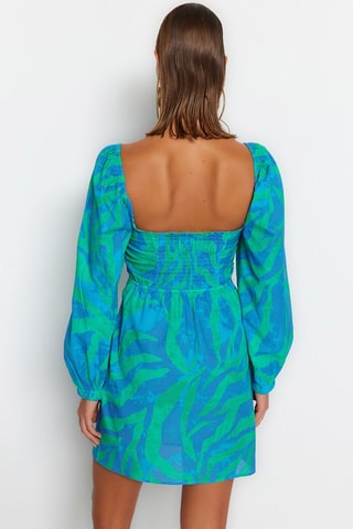 Robe droite - Bleu et vert