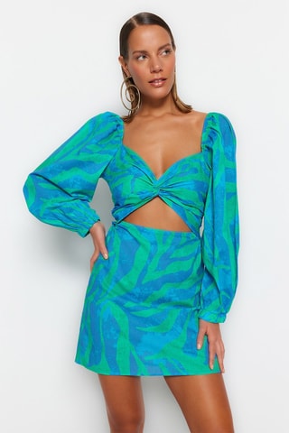 Robe droite - Bleu et vert
