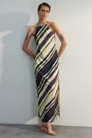 Robe longue - Noir et marron