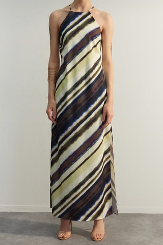 Robe longue - Noir et marron