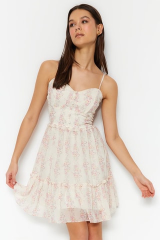 Robe patineuse - Beige, vert et rose