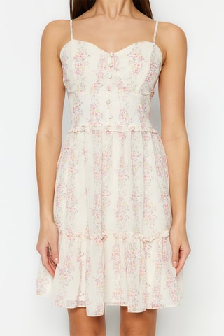 Robe patineuse - Beige, vert et rose