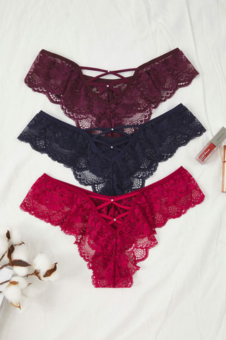 3 tangas - Violet et multicolore