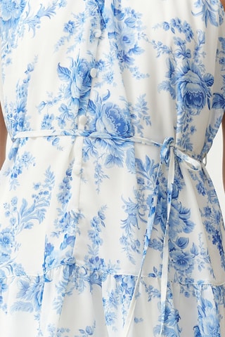 Robe volantée - Blanc et bleu