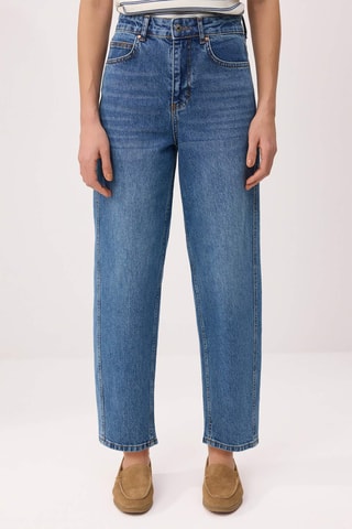 Jean barrel taille haute - Bleu