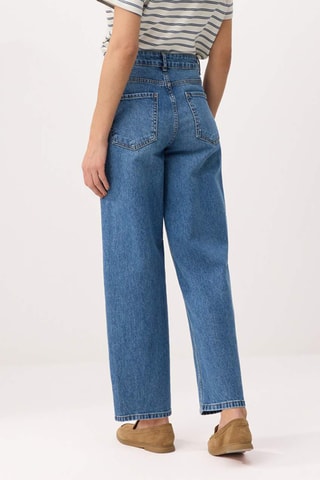 Jean barrel taille haute - Bleu