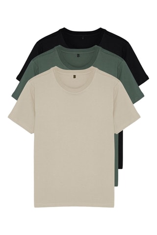 3 T-shirts - Beige, noir et vert