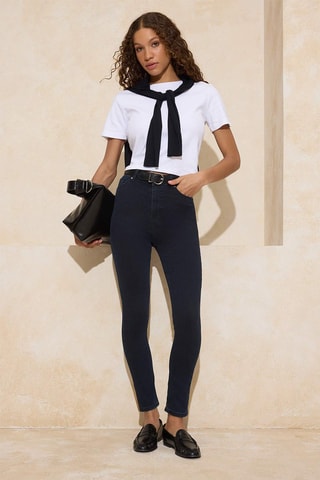 Jean skinny taille haute - Bleu