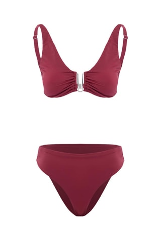 Maillot 2 pièces taille haute - Rouge