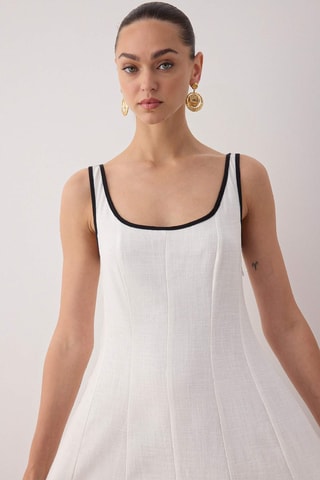 Robe midi en lin - Écru