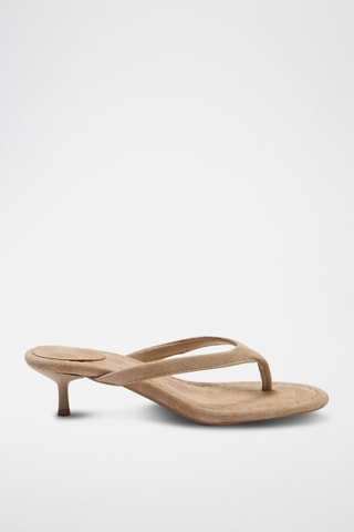Sandales à talons en nubuck - Beige