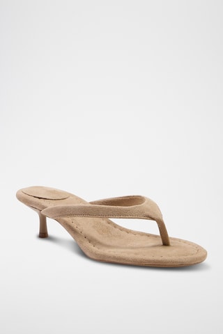 Sandales à talons en nubuck - Beige