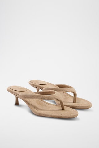 Sandales à talons en nubuck - Beige