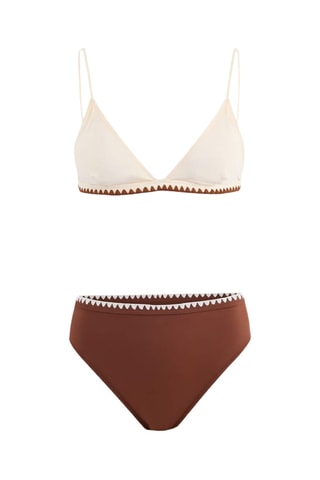Maillot 2 pièces taille haute - Marron