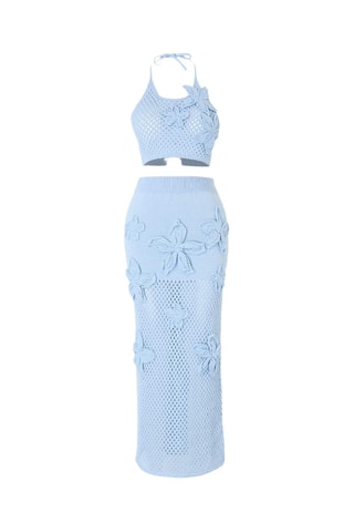 Crop top et jupe de plage taille haute - Bleu