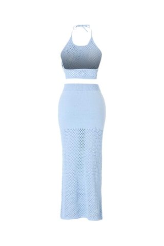 Crop top et jupe de plage taille haute - Bleu