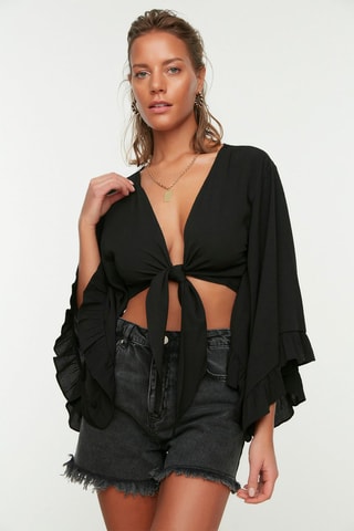 Crop top noué - Noir