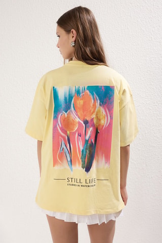 T-shirt oversize - Bleu, jaune et rose
