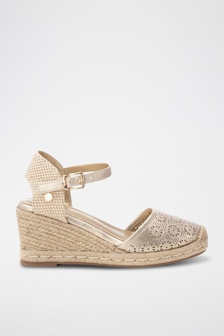 Espadrilles à talons en cuir - Doré