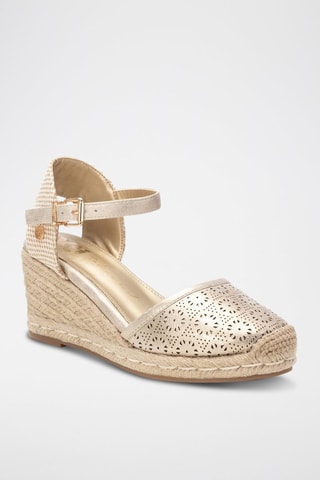 Espadrilles à talons en cuir - Doré