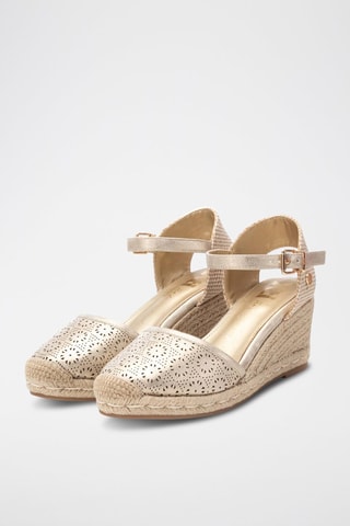 Espadrilles à talons en cuir - Doré