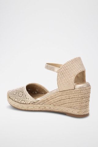 Espadrilles à talons en cuir - Doré
