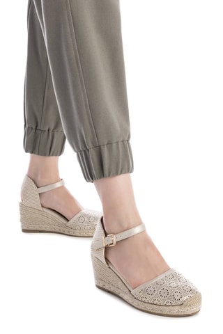 Espadrilles à talons en cuir - Doré