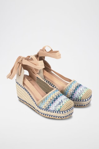 Espadrilles compensées - Bleu foncé et beige