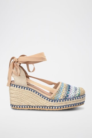 Espadrilles compensées - Bleu foncé et beige