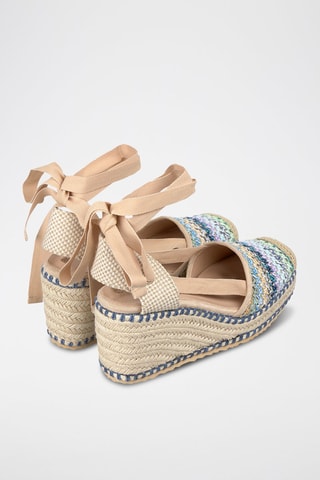 Espadrilles compensées - Bleu foncé et beige